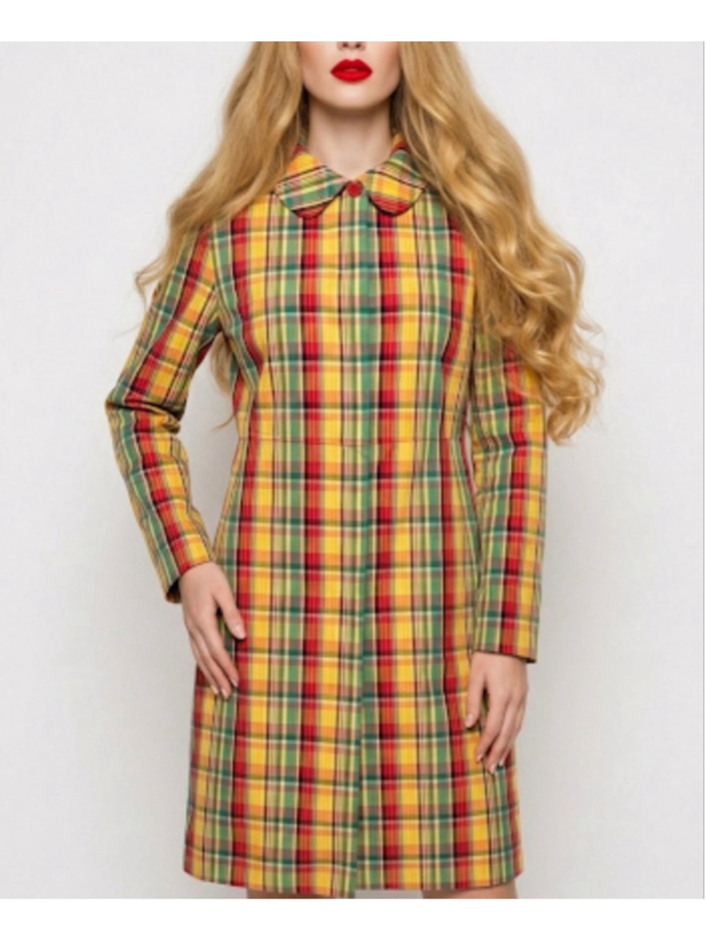 ANNE KLEIN Size 8 Plaid and Orange Raincoat